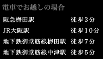 電車でお越しの場合